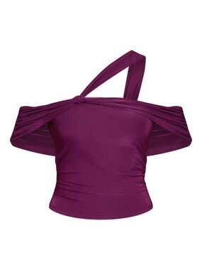 PrettyLittleThing Plum One-Shoulder Knot Detail Top